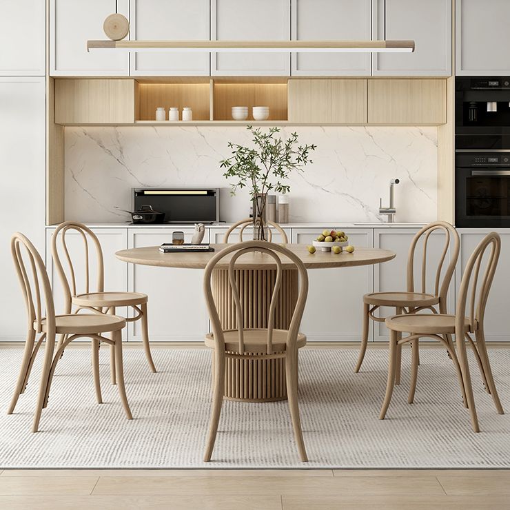 Pine Round Dining Table Contemporary Dining Table with Pedestal Base