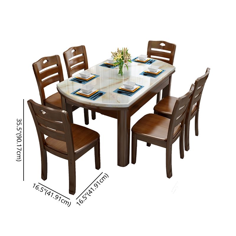 Modern Marble Rectangle Shape Dining Furniture 4 Wood Legs Table Formal for Dining Room Furniture