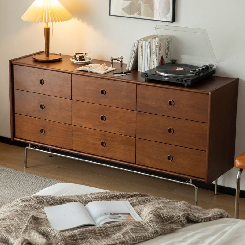 Contemporary Horizontal Double Dresser Wood Storage Dresser for Living Room