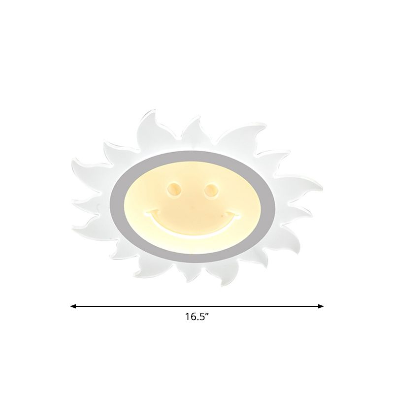 Acryl-Deckenleuchte in Sonnenform, Cartoon-weiße LED-Unterputzleuchte mit warmem/weißem Licht, 16,5"/20,5"/31" W