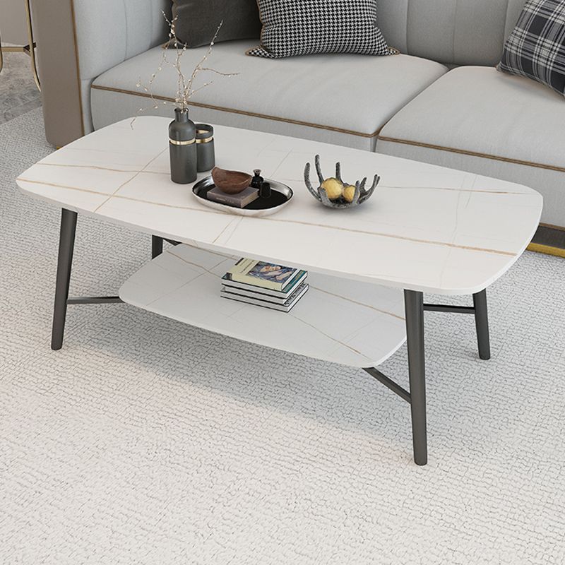 4 Legs Coffee Table Shelf Included Rectangular Cocktail Table