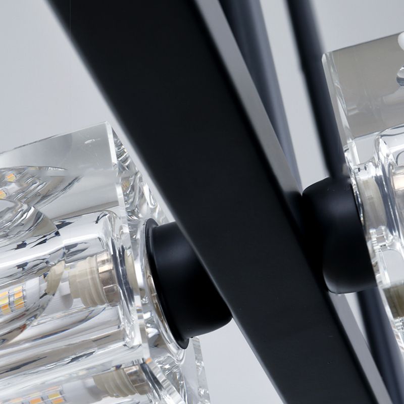 Würfelförmige Inselbeleuchtung zeitgenössische Kristallkronleuchterlicht