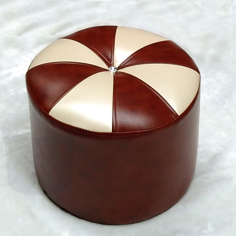 Dark Brown Round Pouf Stain Resistant Color Piece Pouf for Living Room