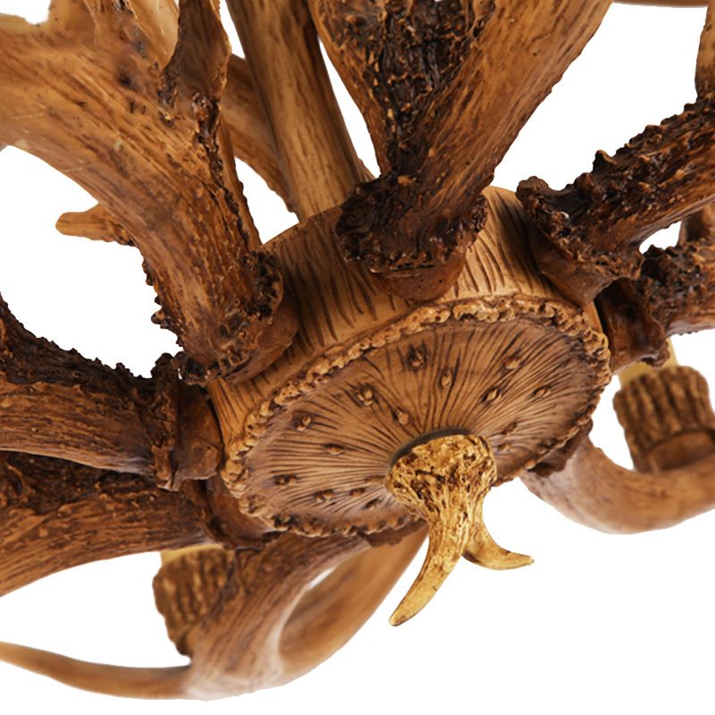 Wooden Chandelier Light Fixtures Faux Antler Farmhouse Chandelier Lighting for Bedroom