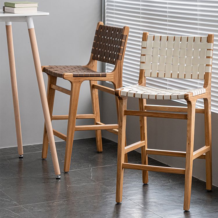 Contemporary 37" Height Solid Wood Backrest Counter High Stool