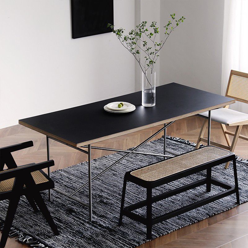 Rectangle Dining Table Industrial Wooden Kitchen Table with Seld Base