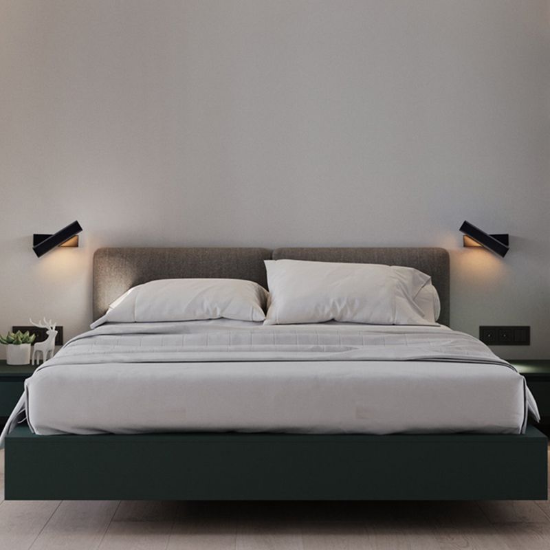 Aluminium Rectangular LED Wall Sconce in Modern Simplicity Wooden Rotatable Wall Light with Acrylic Shade