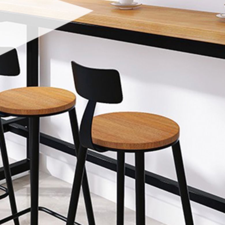 Industrial Style Iron Bar Stool Armless Bar Stool with Black Legs