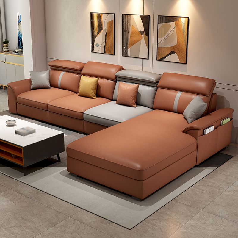 4-Seater L-Shape Storage Cushion Back Sectional Sofa with Chaise