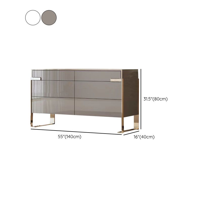 Modern Storage Double Dresser White/Gray Wood Dresser Drawers for Home