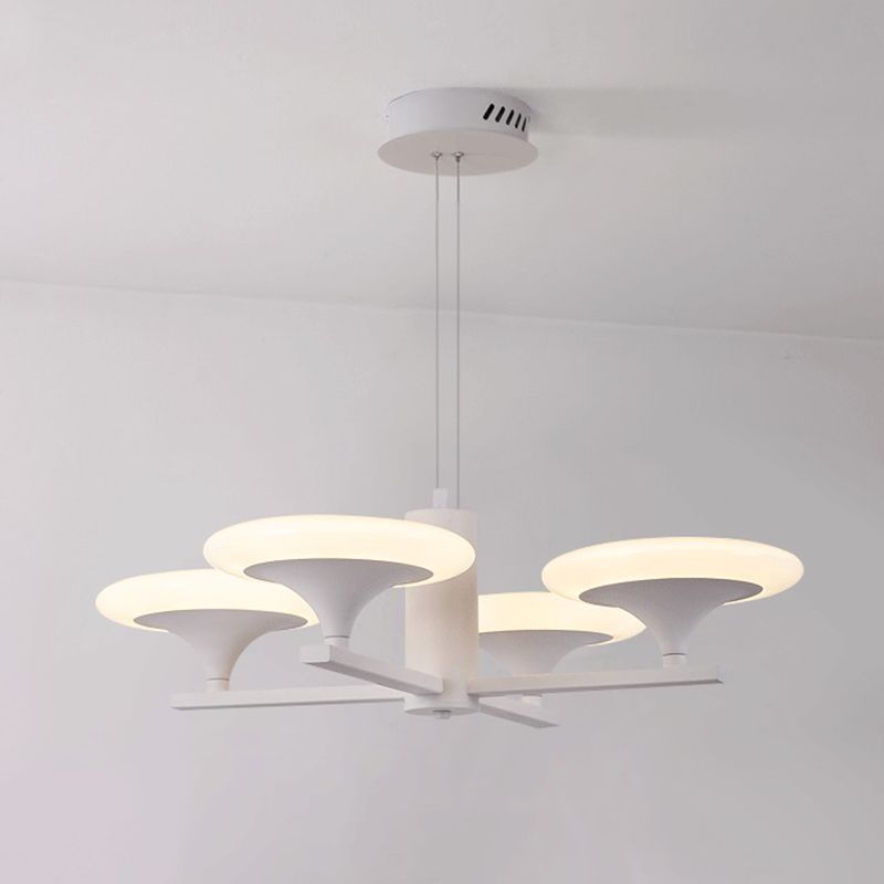 White Radial Chandelier Pendant Light Modern 5 Heads 23.5"/28" Wide Acrylic LED Up Hanging Lamp in White/Warm Light
