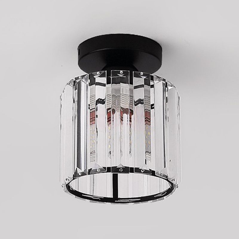 Moderne, schlichte Deckenleuchte mit klarem, gestreiftem Glasschirm, halbbündige Lampe für Schlafzimmer