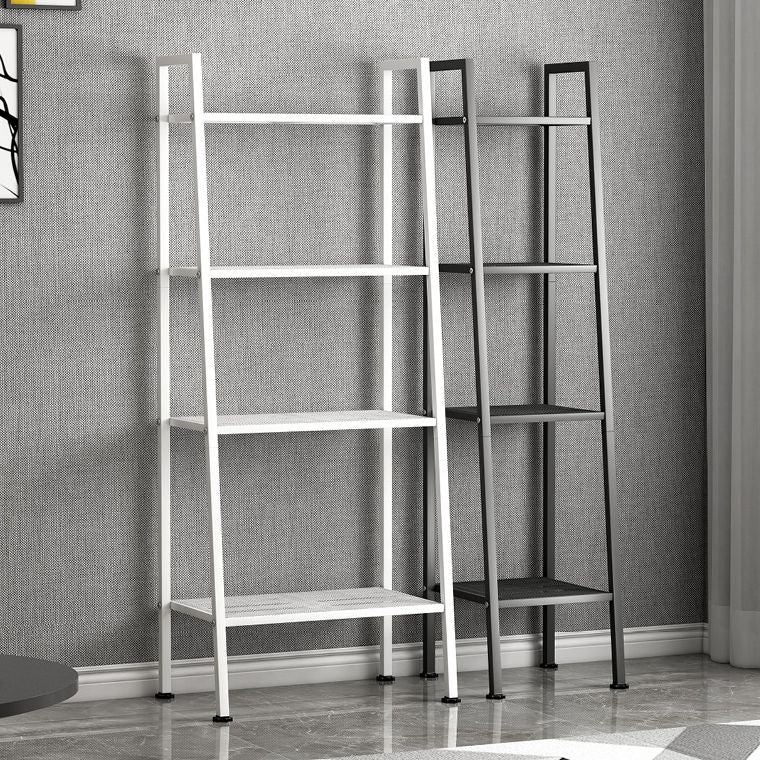 Modern Style Ladder Bookshelf Open Back Metal Bookcase for Home