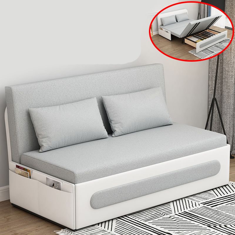 Contemporary 33.46"H Faux Leather Armless Sofa Bed for Apartment with Storage