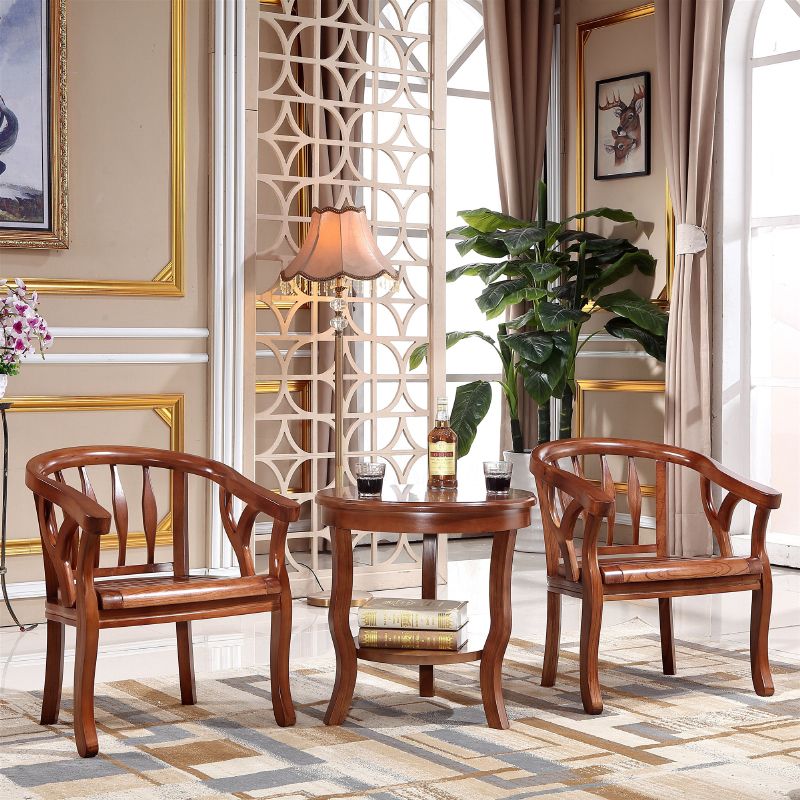 Indoor Solid Wood Frame Dining Arm Chair Upholstered Arm Chair
