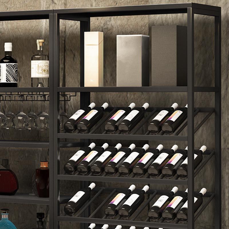 Metal Floor Wine Bottle & Glass Rack Modern Wine Holder Rack with Shelf