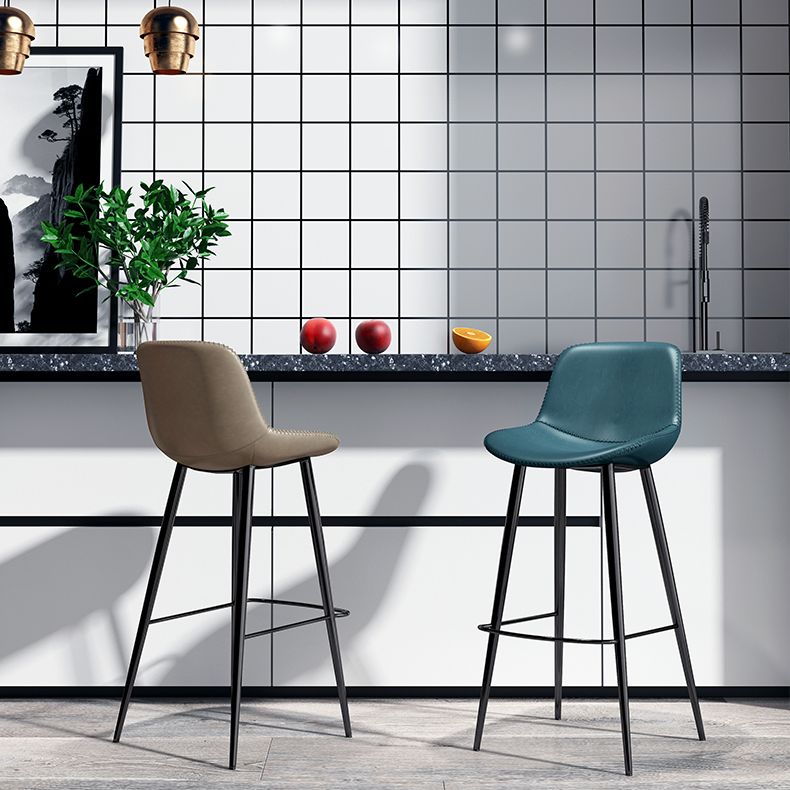 Leather Bar Stool Modern Backrest Counter Stool for Bristol with Metal Legs