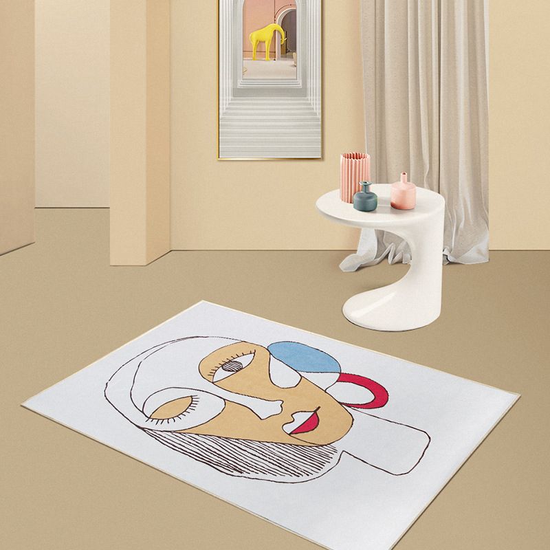 Human Face Abstract Carpet Area Carpet Non-Slip Backing Rug for Living Room