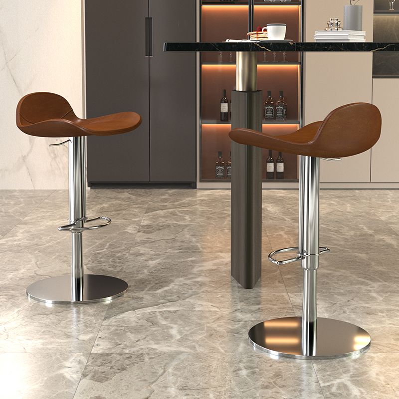 Contemporary Metal Legs Bar Stools Faux Leather Counter Chair