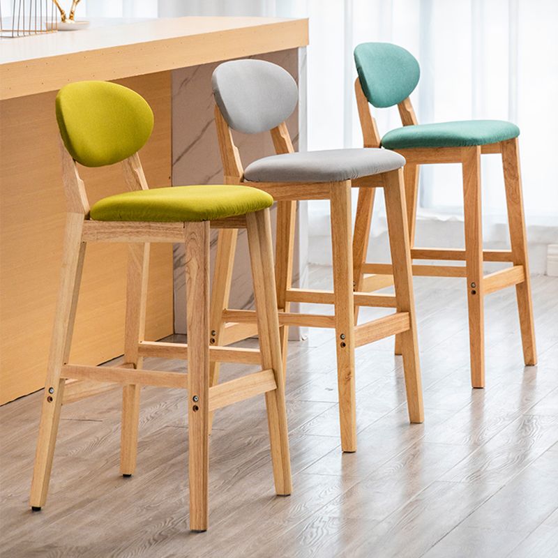 Modern Armless Backrest Counter Stool Wood Living Room Bar Stool with Cushion