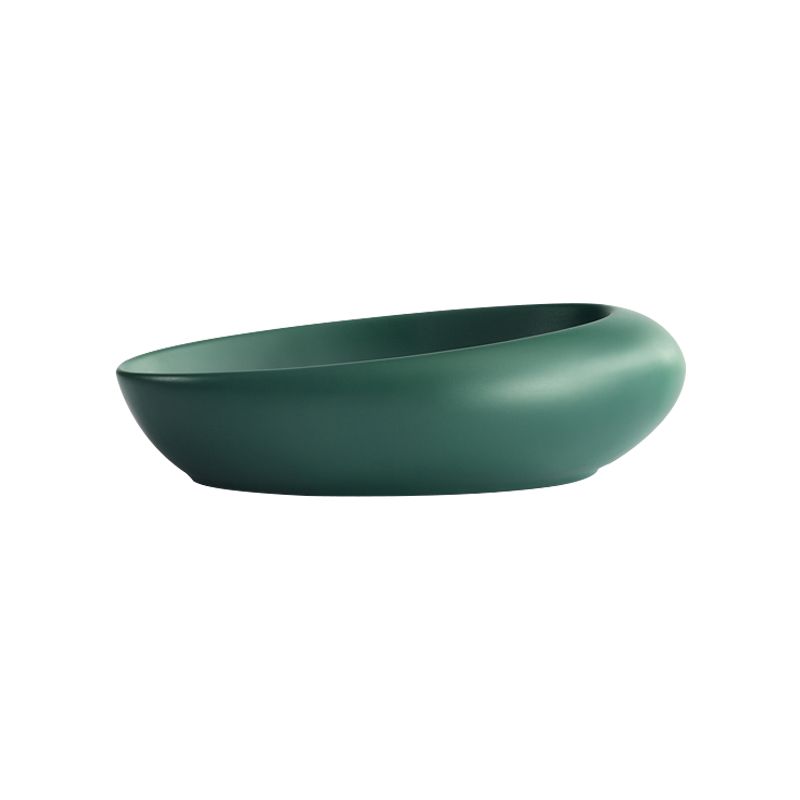 Modern Vessel Bathroom Sink Porcelain Oval Shut-Off Valve Included Vessel