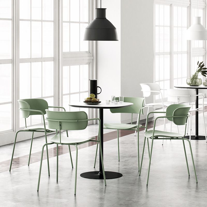 Contemporary Metal Dining Room Chair Arm Open Back Dining Side Chair for Dining Room