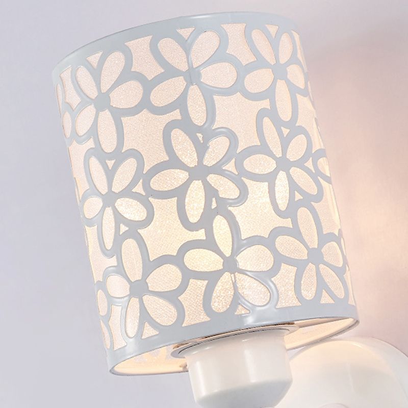 Modern Metal Wall Sconce Cylinder Shape Vanity Lamp with Plastic Shade for Bathroom