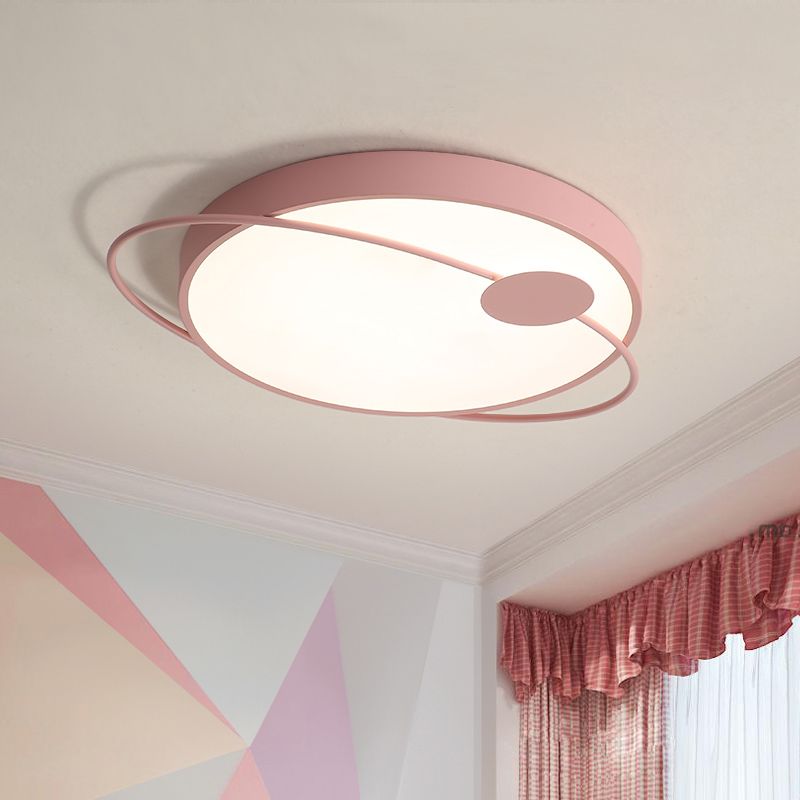 18 "/21.5" /25.5 " W Round Ceiling Flush Mount Nordic Style Acrylique DEL Blue / Pink Flush Light Fixture in Warm / White Light