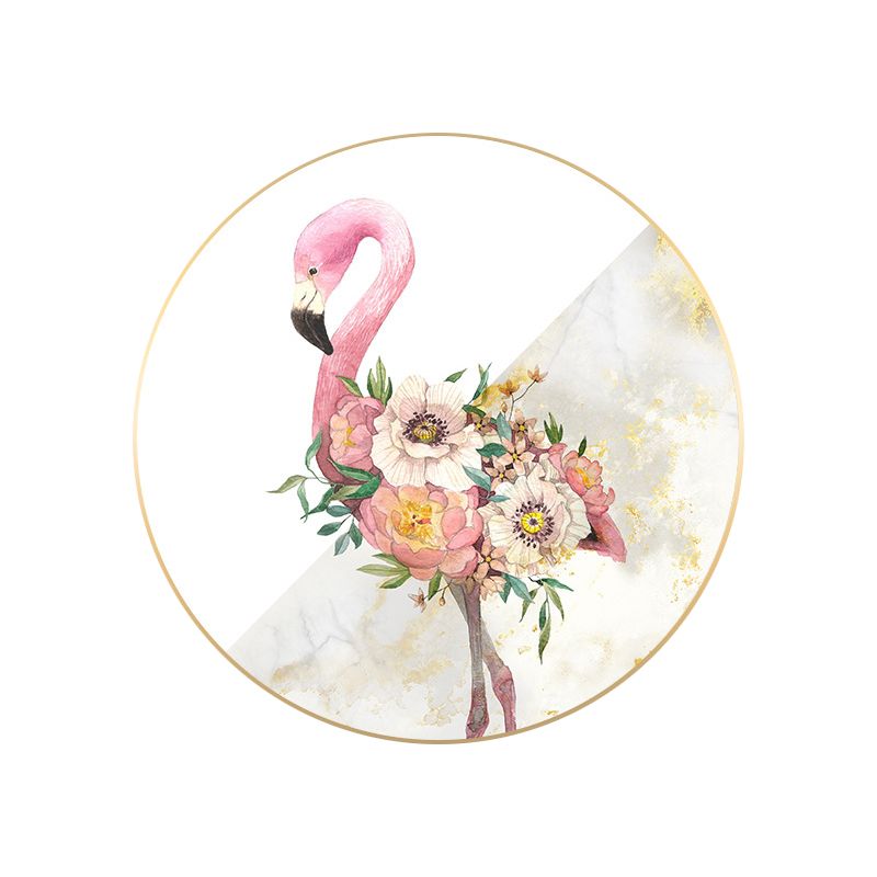 Canvas Pink Painting Contemporary Style Flamingo and Flower Wall Decor, Multiple Sizes