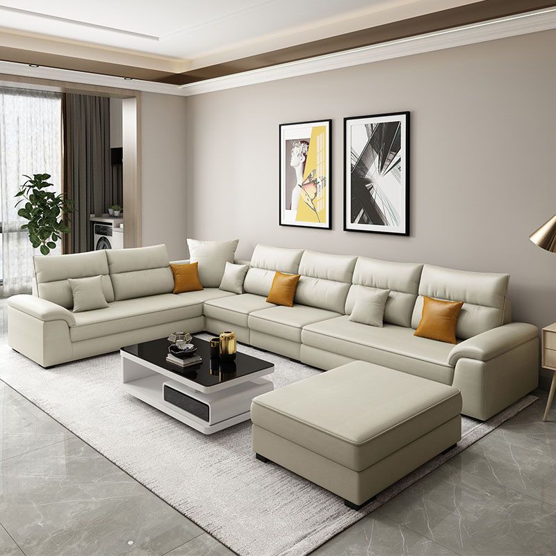 U-Shaped Sofa Sectional Pillow Top Arm Sectional Sofa Set with Pillows