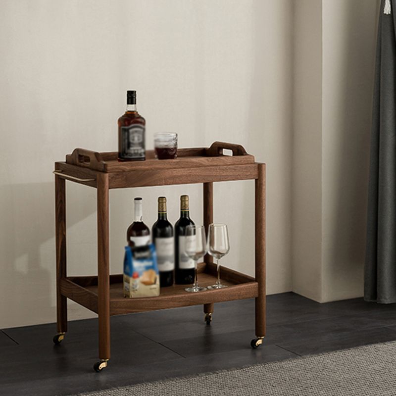 Rectangular Solid Wood Side Table Farmhouse 17" Wide Side Table with Wheels