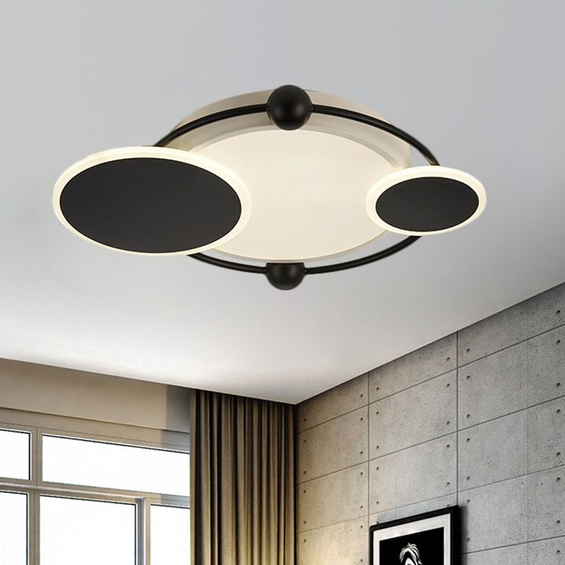 Plafonnier rond LED encastrable moderniste en métal noir/noir et doré en lumière chaude/blanche, 19,5"/23,5" de diamètre