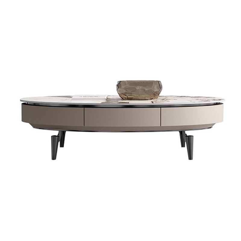 4 Legs Cocktail Table Modern Rectangle Single Coffee Table with 4 Drawers