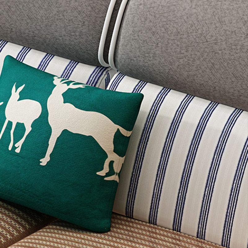 4-seater Fabric Sofa & Chaise Contemporary Square Arm Sectional