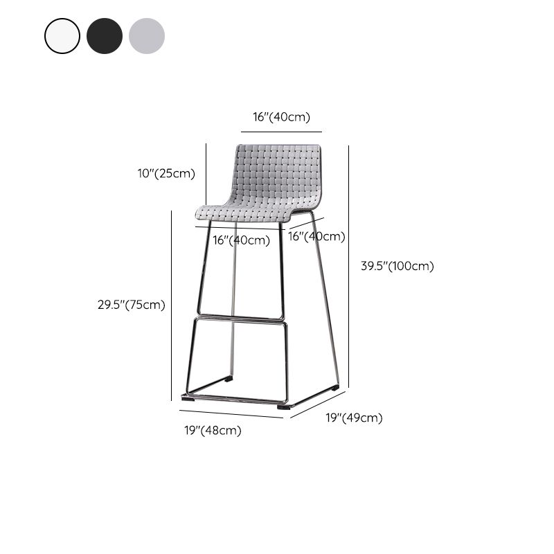 Modern Style Plastic Bar-stool Rectangle Seat Counter Bar Stool with Metal Legs