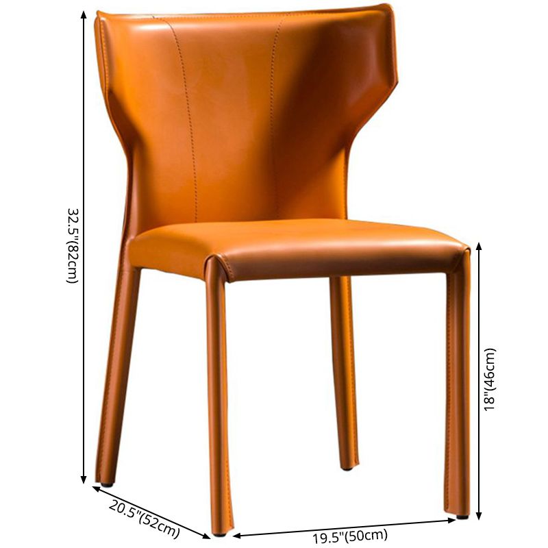 Modern Style Wingback Dining Side Chair Leather Dining Armless Chair for Home Use