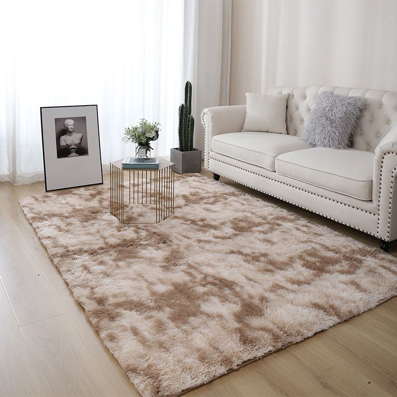 Dark Coffee Casual Rug Polyester Solid Color Rug Washable Rug for Living Room