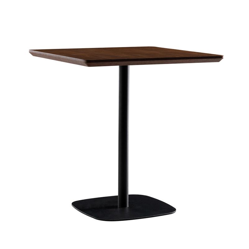 21-inch Metal Industrial Dining Table Square Pine Solid Wood Top Table with Pedestal