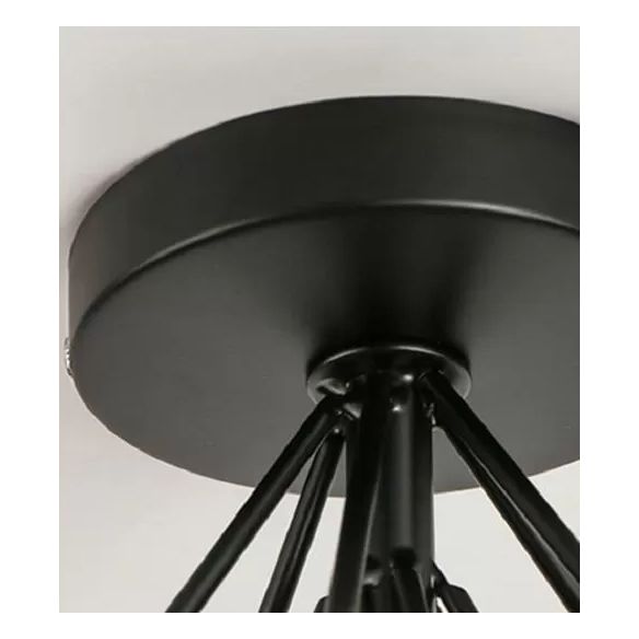 Black Close to Ceiling Lighting Industrial Metal Cage Diamond Ceiling Light Fixture