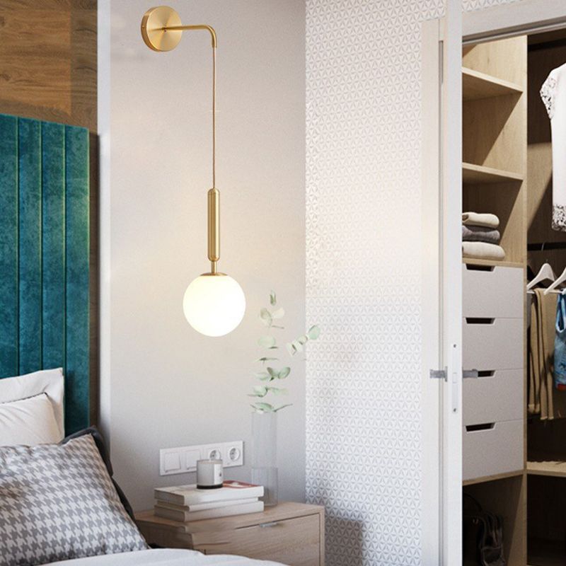 Contemporary Glass Shaded Lighting Black/Golden Wall Light for Room