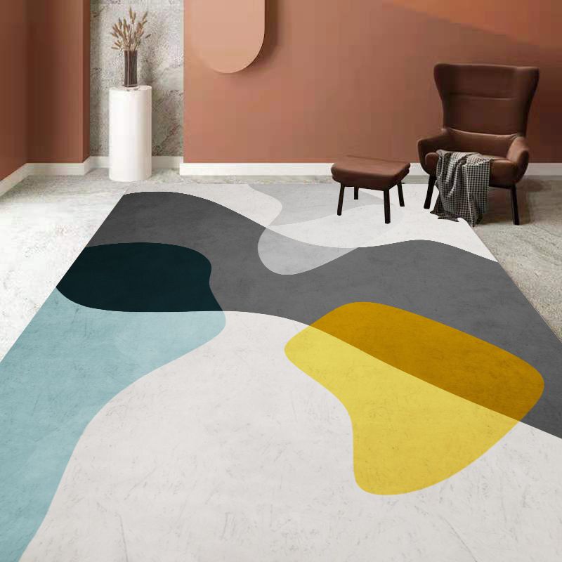 Living Room Area Rug Modern Abstract Printing Rug Polyester Non-Slip Backing Carpet