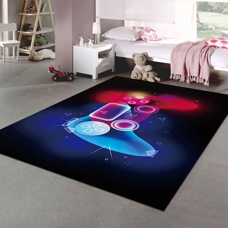 Trendy Gamepad Pattern Carpet Polyester Area Rug Stain Resistant Rug for Living Room