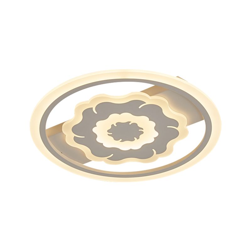 Acrylic Floral Ceiling Mount Modern LED White Flush Light Fixture in Warm/White Light for Bedroom