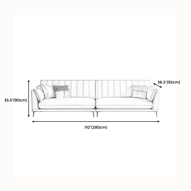 Modern Style Solid Wood Base Namib & White Leather Rectangular Sofa