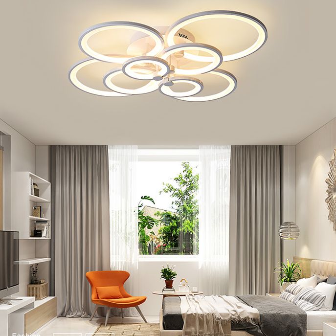 Modern Circular Shade LED Indoor Ceiling Light with Acrylic Shade Semi Flush Mount