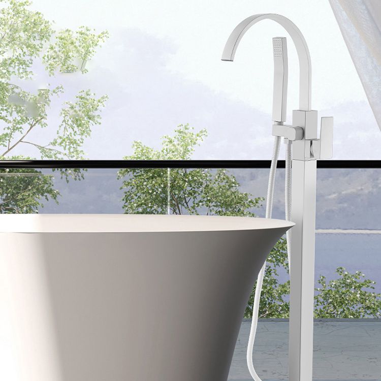 Modern Bathroom Faucet Pure Color High Arc Freestanding Tub Faucet