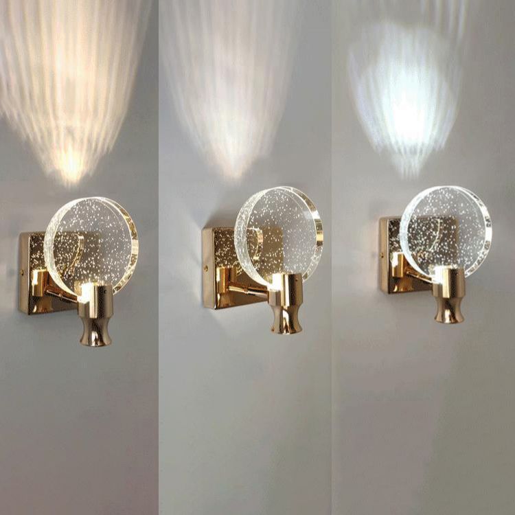 Round Crystal Wall Light Sconces Postmodern Wall Mounted Lighting for Bedroom