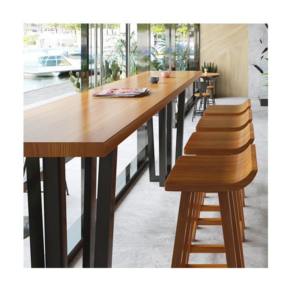 Industrial Style Bar Table Rectangle Solid Wood Bistro Bar Desk for Indoor