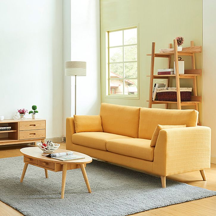 Contemporary 32.67" H Cotton Blend Square Arm Sofa for Living Room