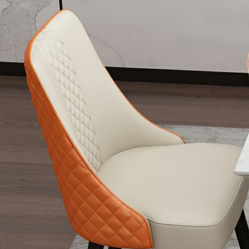 Glam Upholstered Dining Side Chair Faux Leather and Wood Side Chair